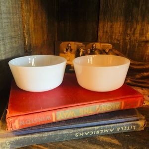 Vintage White Anchor Hocking Bowls Set of (2)/ Fruit bowls/ White Bowls.